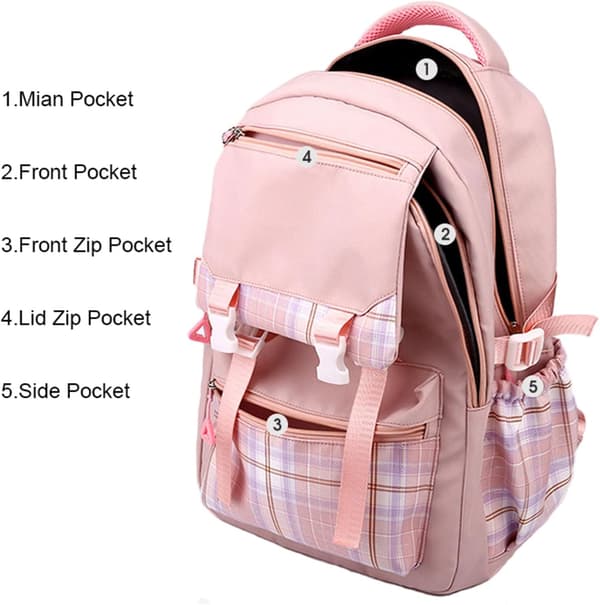 Børne rygsæk, sort/pink, mål: 23 x 30 x 42 cm, kapacitet: ca. 25 liter