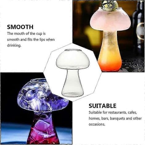 Sæt med 2 champignonformede cocktailglas, perfekte til servering af cocktails og margaritas til dine fester