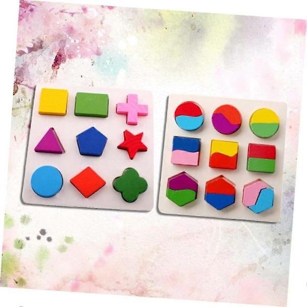 Bamboo Geometry Puzzle Boards - 2-Piece Set for Shape Recognition and Learning