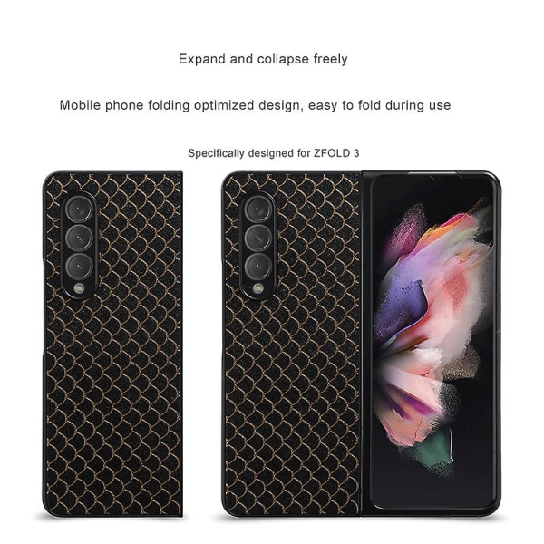 Fish Scales Pattern Glitter Phone Case Kompatibel Samsung Galaxy Z Fold 3/z Fold 4 Full-body Slim Cover Black Z Fold 3