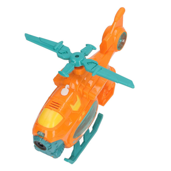 Bobleblæsende legetøj Helikopterform Lyd Lys Batteridrevet Automatisk boblefremstillingslegetøj Orange