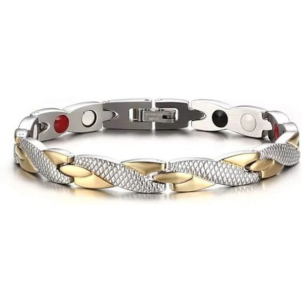 Gold Silver Titanium Steel Magnetic Link Bracelet Men Women