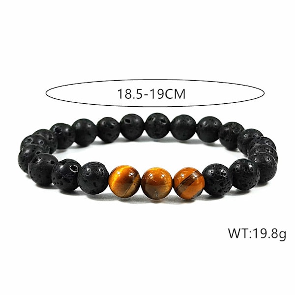 Designs Chakra Perle Lava Sten Armbånd for Menn - Naturlig Sten Armbånd med Sorte Lava Perler I Unisize Menn Energi Armbånd