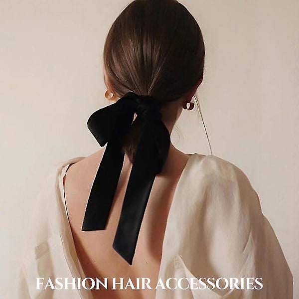 Velvet Hiusrusetit Naisten Tytöille, Musta Velvet Bow Hair Ribbon Bow Hiuspidike, Hair Barrette Ponytail Holder Hiustarvikkeet 2Pcs