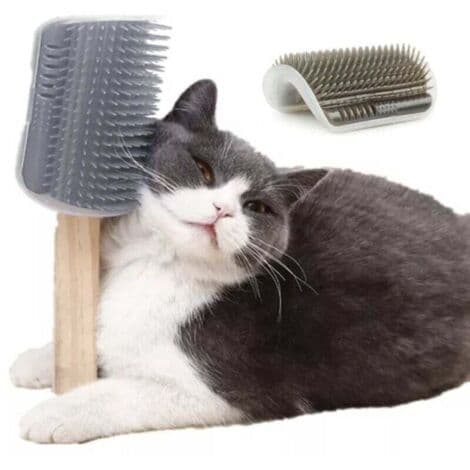 1 st grå kattklösstolpe kattborste massageborste för hörnfäste katter