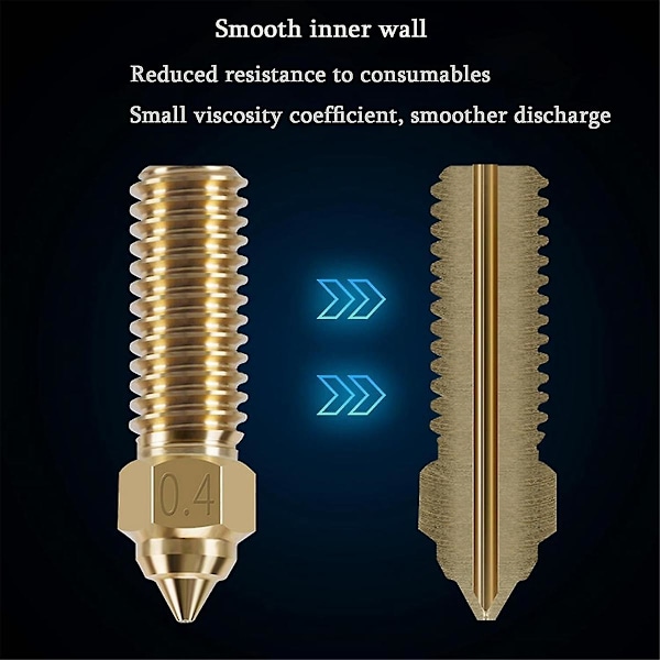 10 STK K1 Mässingsmunstycken, 3D-skrivare 10 STK High Speed ​​0,4 mm munstycken för K1, K1 Max Gold