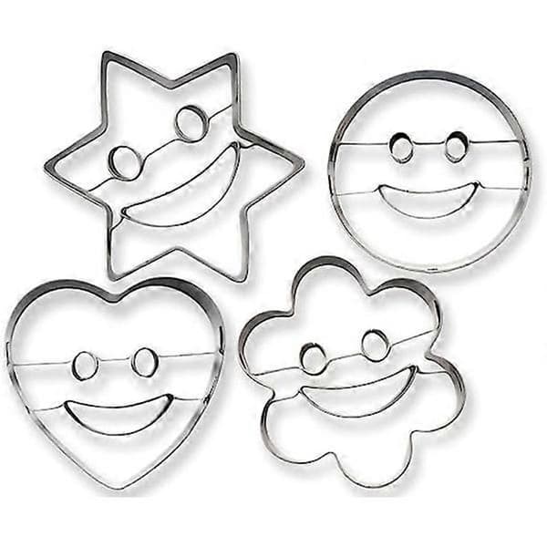 4-delt kakeformsett: Emoji, Smiley, Hjerte