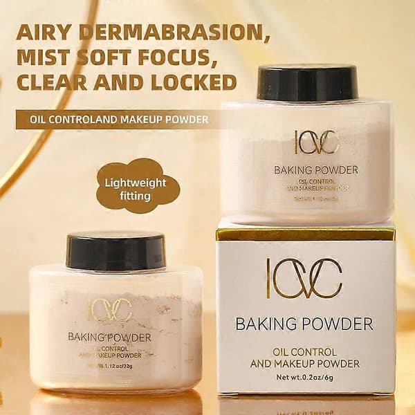 Løst bagepulver, makeup-settingpulver, langvarig dækning, matterer og reducerer glans, mat finish oliekontrol og letvægts langt bagepulver Ivory White