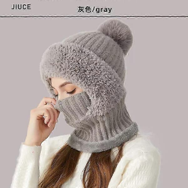 Strikket hue dame vinter varm Gray