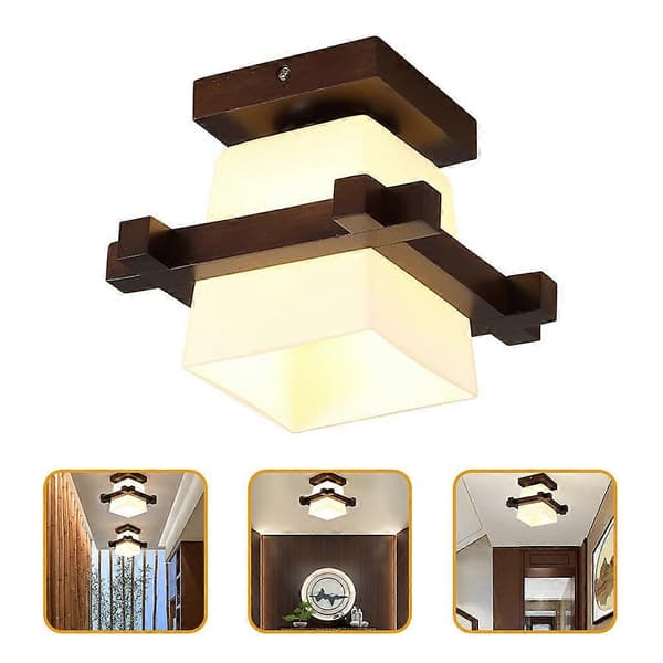 Loftlampe til hjemmet, kaffe, træ, glas, 1 stk.