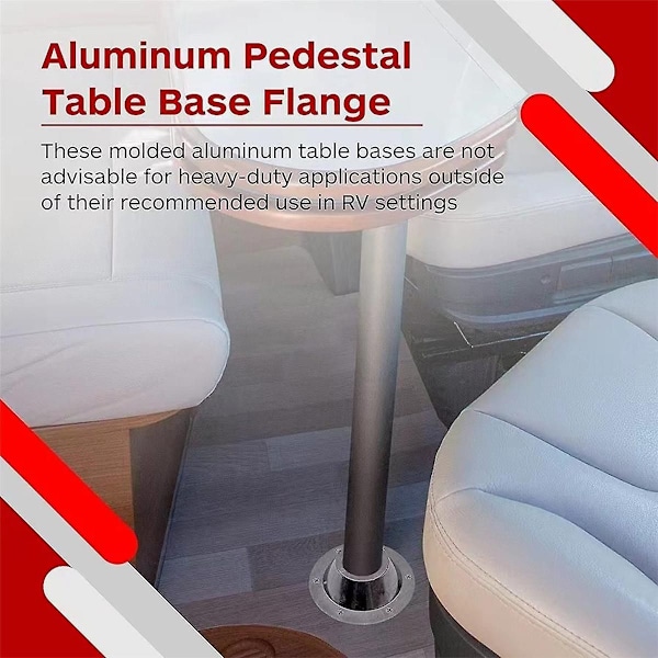 RV Bordbase - Aluminium Pedestal Bord- og Gulvmontering Base med 6 Monteringshull og Skruebord Chrome
