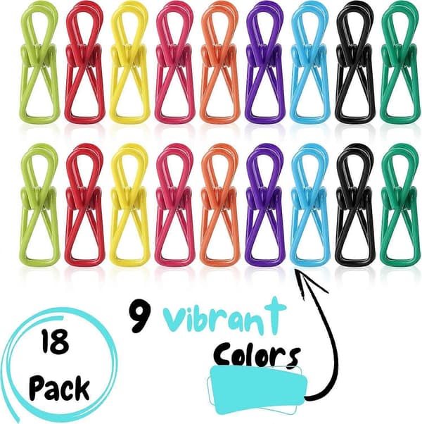 Chipsklyper, 18-pakning, 2 tommer, PVC-belagte bruksklyper for matpakker, chipsposeklype, chipsklyper, poseklyper, matklyper, poseklyper for mat, klyper for