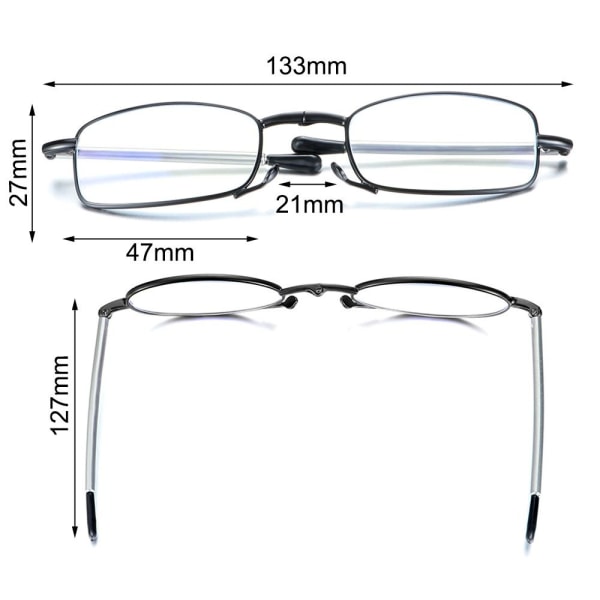 Vikbare læsebriller Presbyopia Briller RØD STYRKE 2,0X Rød Red Strength 2.0x-Strength 2.0x