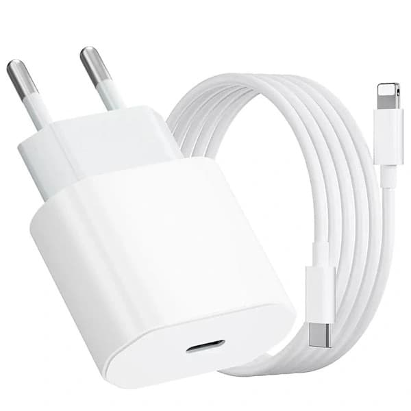 20W Hurtigoplader til iPhone 14/13/12/11 Pro Max Plus/SE/Mini/Xr/X/XS, USB-C Port, 2-meter Hurtigopladningskabel, Strømadapter