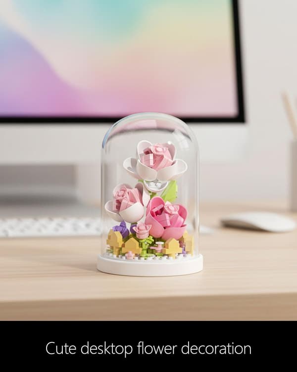 Mini byggesett med rosa roser