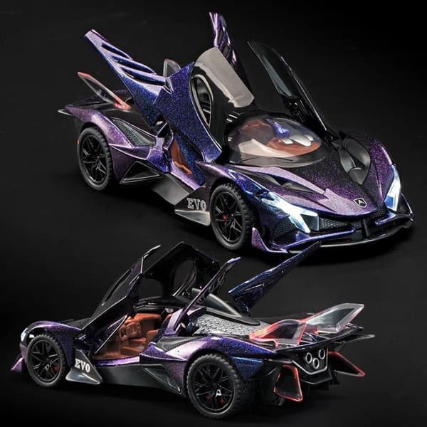 Apollo EVO lila leksaks sportbil samlarprydnadspresent