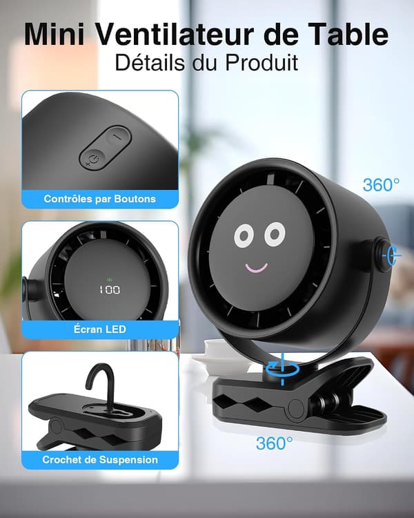 USB-laddningsfläkt (svart)