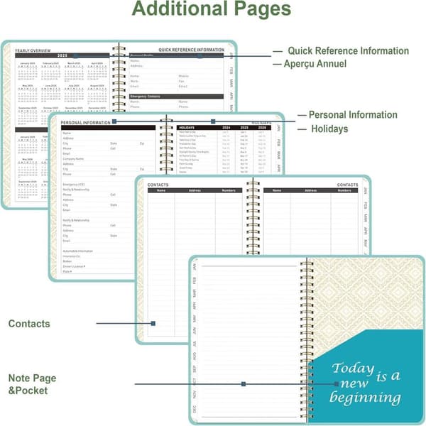 Weekly Planner 2025 A5 Size 21x15cm Daily Overview 1 Week 2 Pages Total Includes Bookmarks And Stickers Sky Blue Design