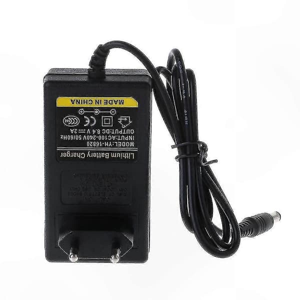 8.4V 2A Intelligent Lithium-ion Batteriopladeradapter med EU- og US-stik, Automatisk Afbrydelse Strømtransformator US