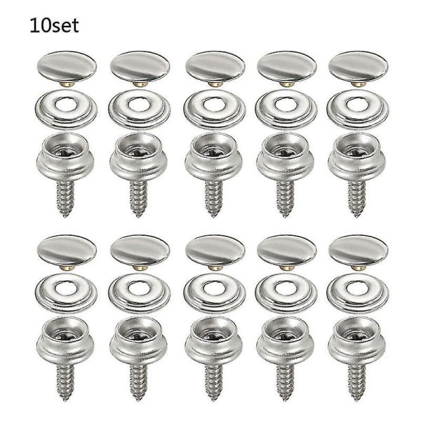 10 sett rustfritt stål snapfester Marine Yacht Boat Canvas Cover Tool Button