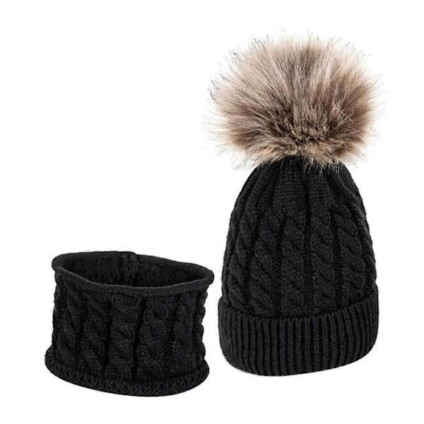 Luer for gutter og jenter, strikket lue Black
