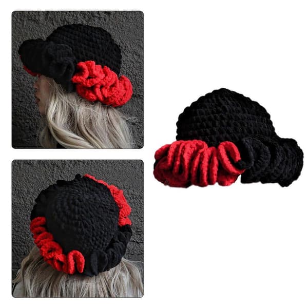 Varm Virkad Mössa Unisex Stickad Mössa Bred Kant Hattar Multifunktionell Mössa För Temafester Och Utomhuslek Section 7
