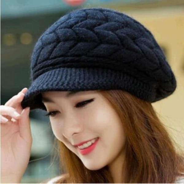 Strikket Hue, Vinterhatte, Dame Beanie Hue Beige 56cm-58cm