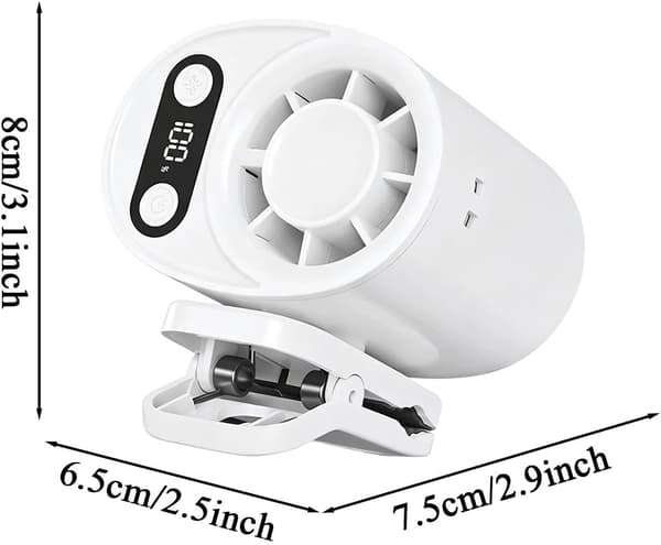 Bærbar clip-on ventilator, genopladelig via USB