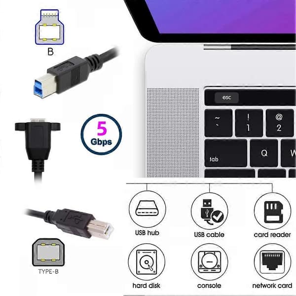 USB 3.0 Typ-B hona till USB2.0 Typ-B hane förlängningskabel 5 Gbps för disk SSD kamera data 30 cm