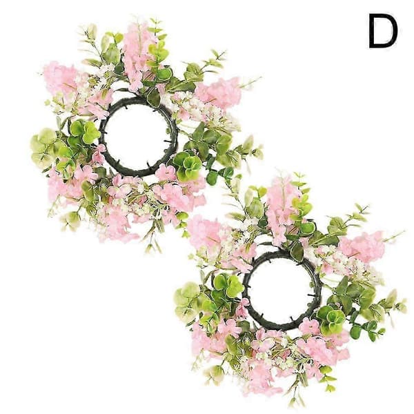 Blomsterlysring for lysestake Kunstig blomsterlyskrans 25-26 Pink 1pcs