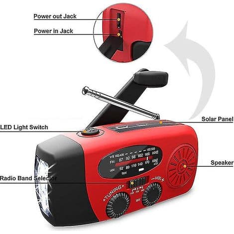 Radio/taskulamppu (aurinkopaneelilla) - 2000 mAh - Sininen