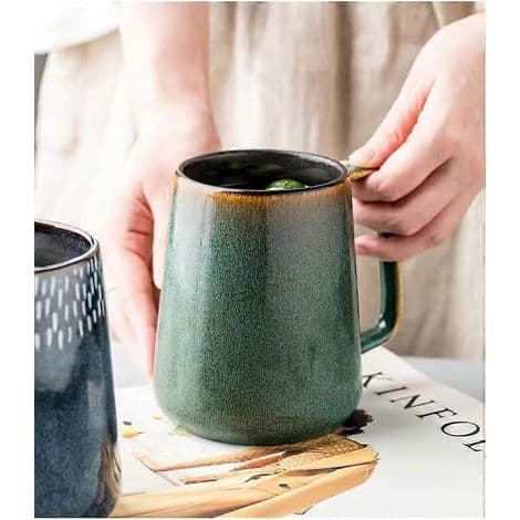 Stor keramisk kaffekopp (700 ml), ekstra stor tekopp, grønn