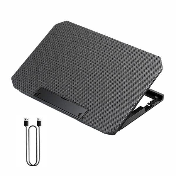 Sammenklappelig justerbar bærbar køleplade med 2 støjsvage blæsere til notebook med justerbare højder og USB-forbindelse Black