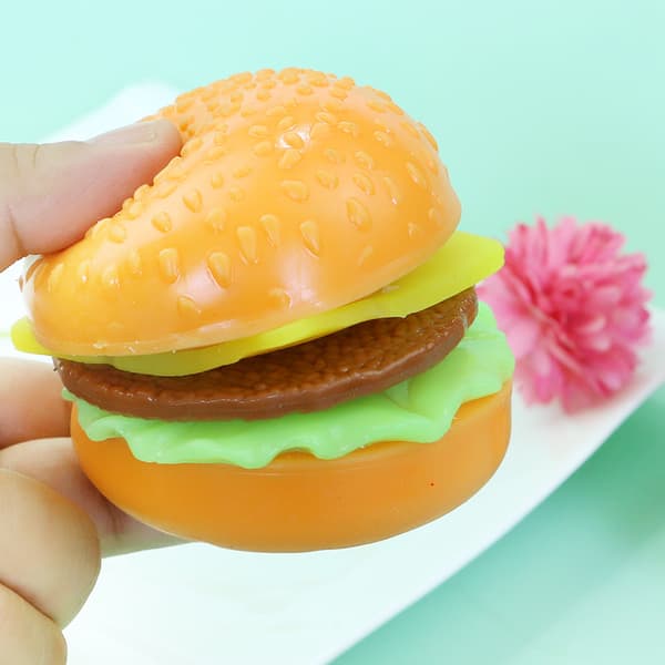 1 pakke hamburger bløde legetøj 3D Squishy legetøj Stress Relief Squeeze legetøj Fidget legetøj til børn og voksne
