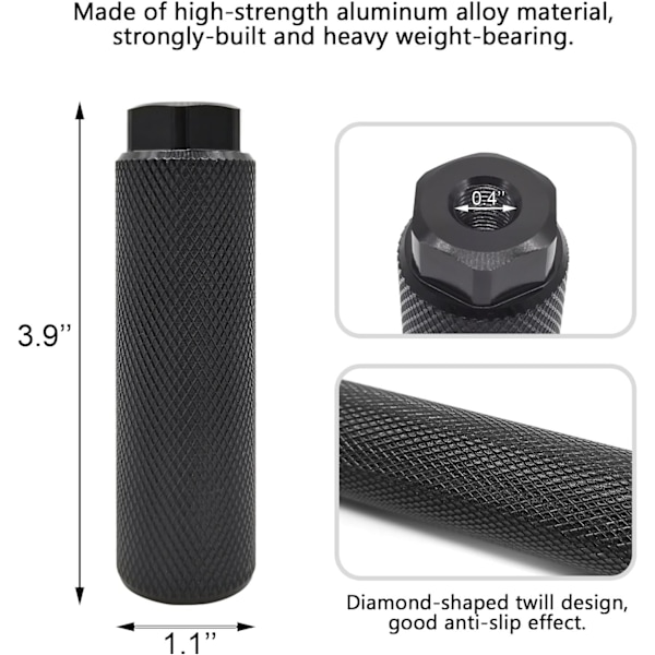 2 stk Sykkel Fotstøtter Aluminium Legering Sykkel Fotstøtter Terrengsykkel Sykling Bakre Stunt Fotstøtter Passer 3/8 tommer Aksler (Svart)