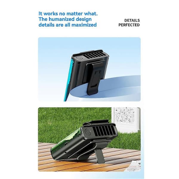 Talje- og halsventilator Kraftfuld køling og HD digitalt display Bærbar rejsearbejde campingventilator Udendørs kold luft isventilator B Black