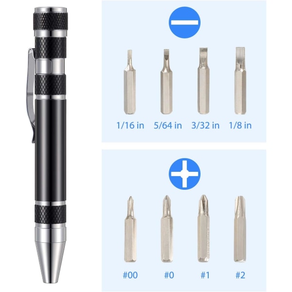 4-delt pennskruvmejsel multiverktyg - praktiskt verktyg 8 i 1 - magnetisk ficksskruvmejsel - multiprecisionsfunktion - julklapp till män - miniprylar - reparation T