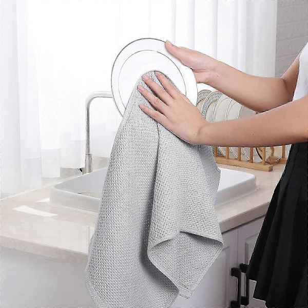 Sæt med 6 bløde og absorberende køkkenhåndklæder, holdbare rengøringsklude til hverdagsbrug Light gray 34*73cm