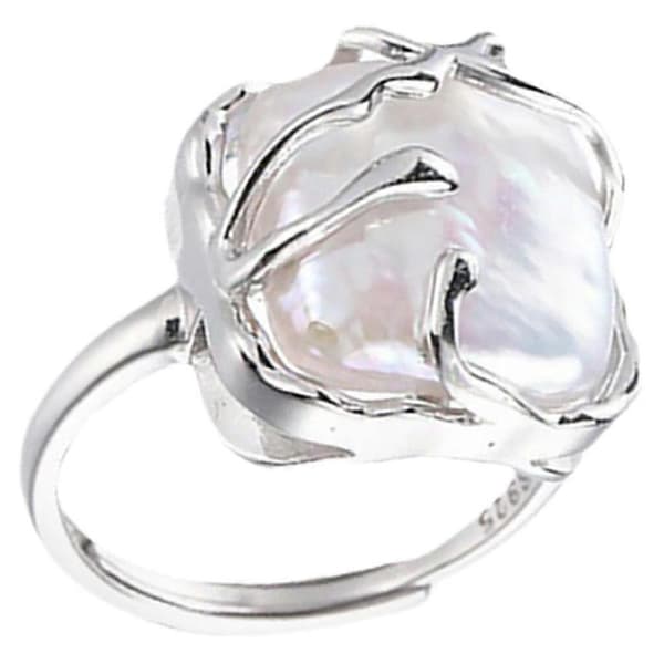 Justerbar Fingerring Dame Åben Ring Perleringe 5 stk Sølv Metal