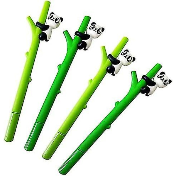 Pandapenner, gelpenner Søte penner Kawaii Ink Gelpenner Tegneserie Panda Hugs Bambus Silikon rullekulepenner Svart blekk 0,5 mm (lysegrønn+mørkgrønn) (6stk)