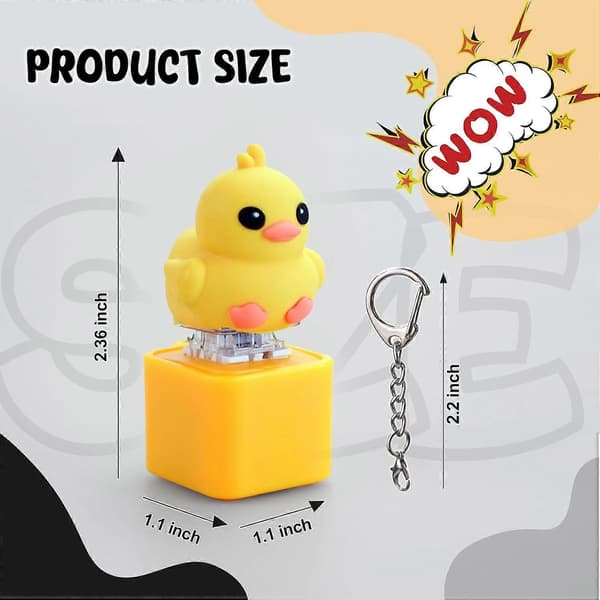 Fidget Clicker Nøglering, Fidget Clicker Nøglering med Lys, Tastatur Fidget Legetøj Duck