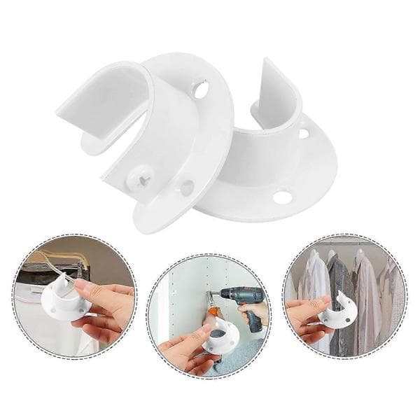 4st 32mm Stångfäste för Garderobsstång & Gardinstångsstöd 5.80X5.30X2.20CM Blanc