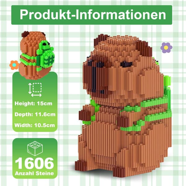 Capybara-modell i miniatyrbyggklossar, 1606 klossar