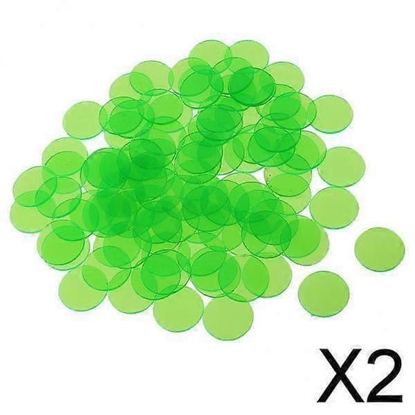 2x Professional Bingo Game Transparent Color Counters Plastic Pens Green