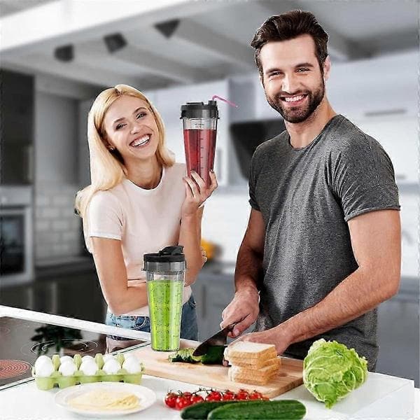 24oz Blenderkopper med lokk og erstatningsblader for personlige blendere, passer de fleste enkeltserveringsmodeller