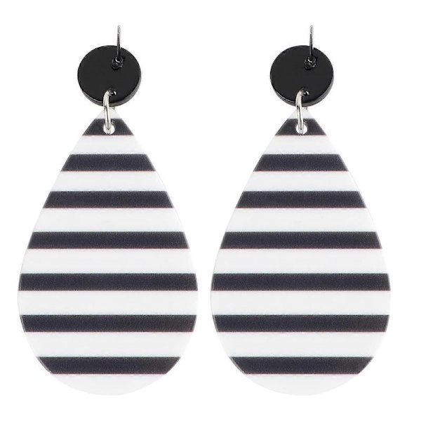 Ørepynt Striber Ørering til Dekoration 3Par Black White 6X3cm