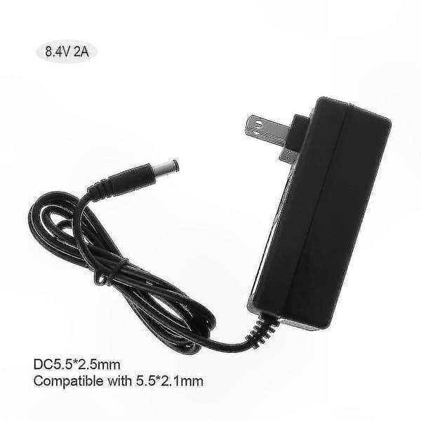 8.4V 2A Intelligent Lithium-ion Batteriopladeradapter med EU- og US-stik, Automatisk Afbrydelse Strømtransformator EU