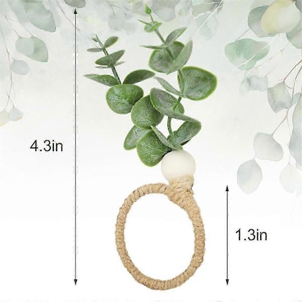 Rustika Eukalyptusblad Ringar Träpärla Bondgårds Servettringar