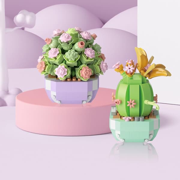 2 mini blomsterformede byggeklosser