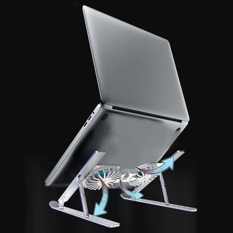 Sammenklappeligt laptopstativ i aluminiumslegering med køleventilator